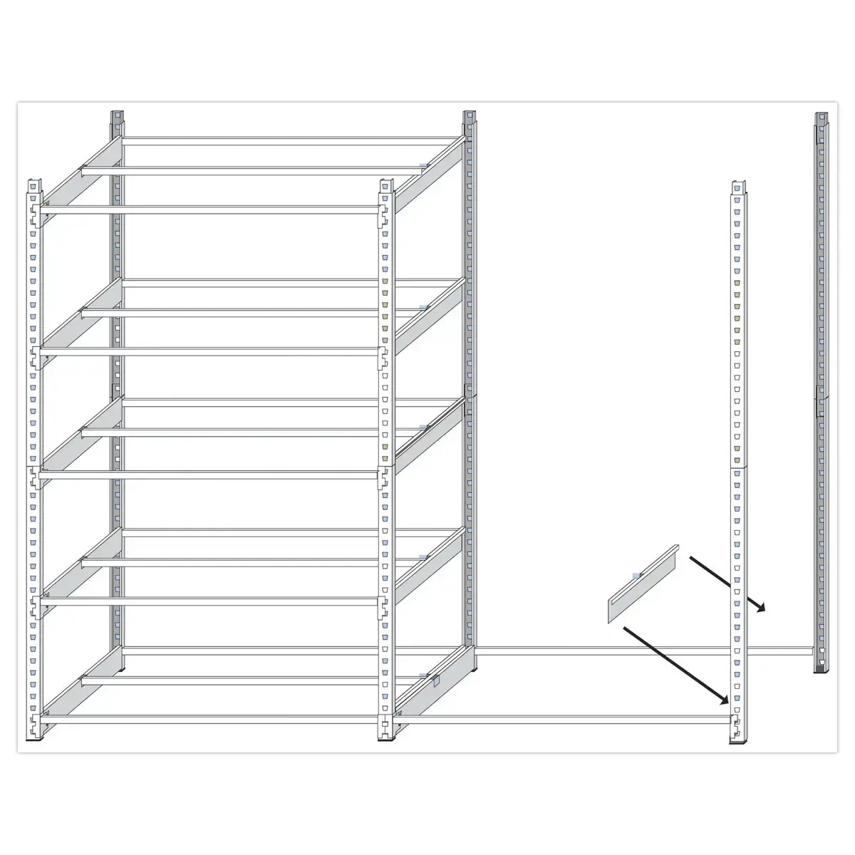 Rek Rangeco basiselement - 7 legplanken - 100 x 35 x 200 cm