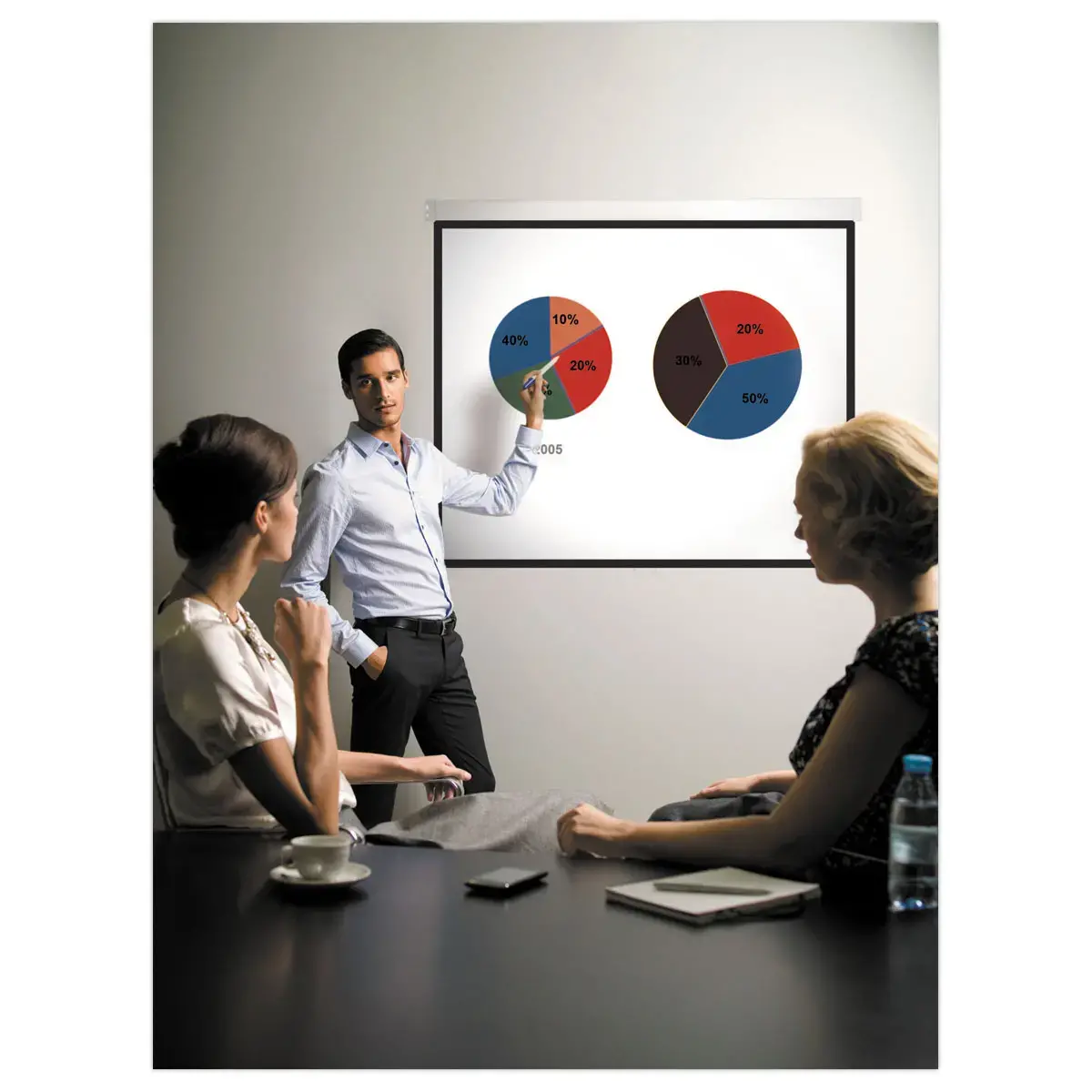 Wandprojectie scherm op voet 180x180 cm 