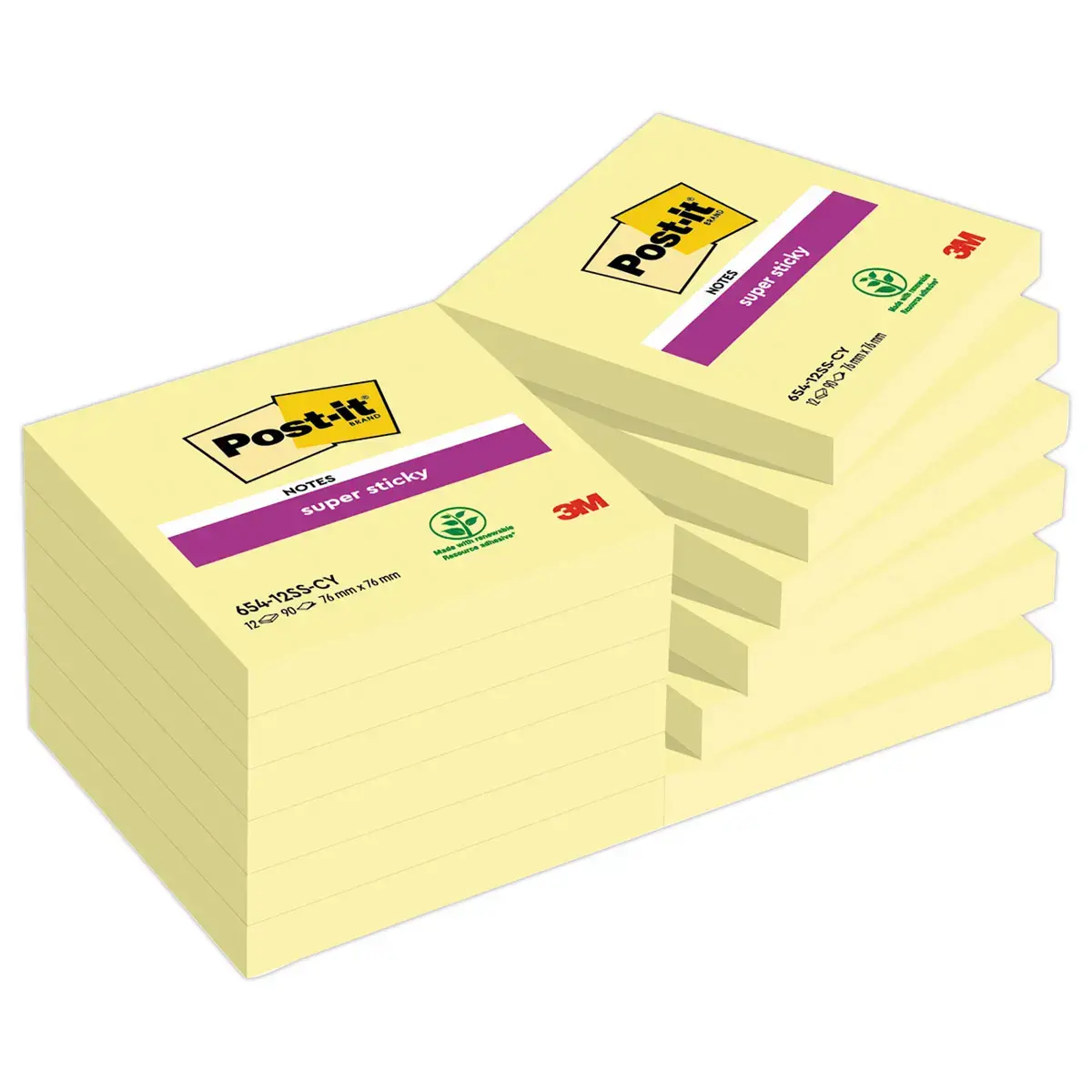POST-IT® Blok super sticky herpositioneerbare memoblaadjes - 7,6 x 7,6 cm - 90 blaadjes