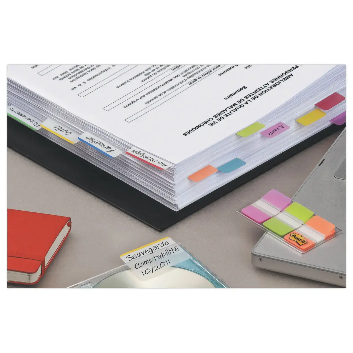 POST-IT® Set van 66 stijve indextab-bladwijzers - 2,5 x 3,8 cm - Fluokleuren