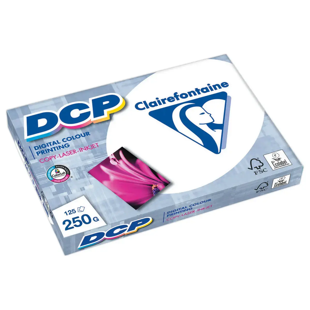 Pak van 125 vellen wit laserpapier CLAIREFONTAINE DCP A4 - 250g