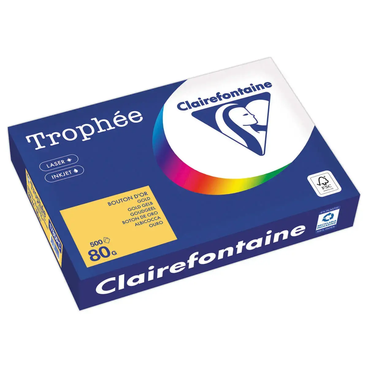 Pak A4 papier 80g Trophée CLAIREFONTAINE - geel
