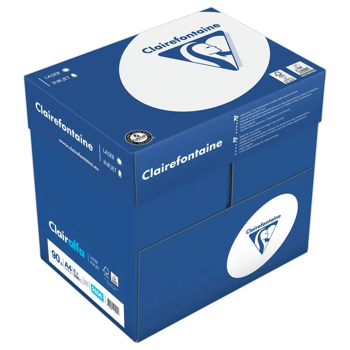 5 Riemen extra wit papier A4 CLAIREFONTAINE Clairalfa 90g