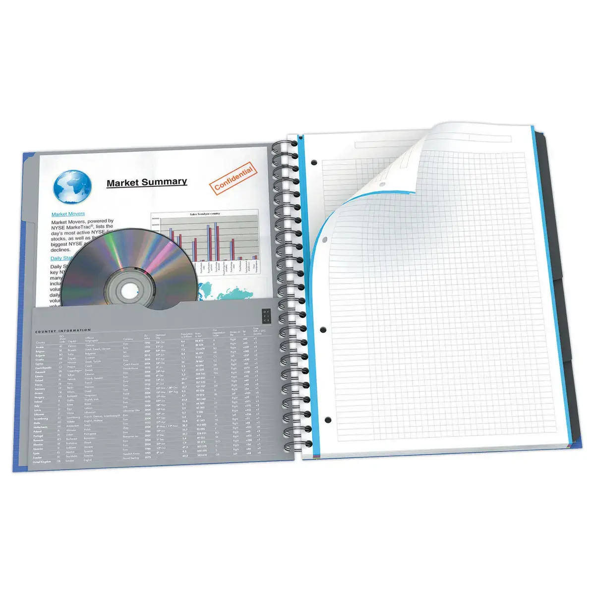 Schrift European OXFORD 4 gaten A4 - 5X5 - 90g - 240 pagina's + 3 tabs