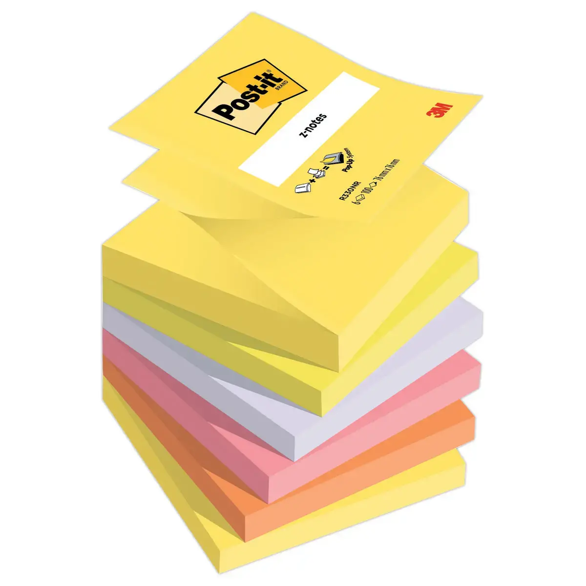 006 POST-IT&reg; Blokken met elk 100 herpositioneerbare Z-Notes - Diverse neonkleuren 