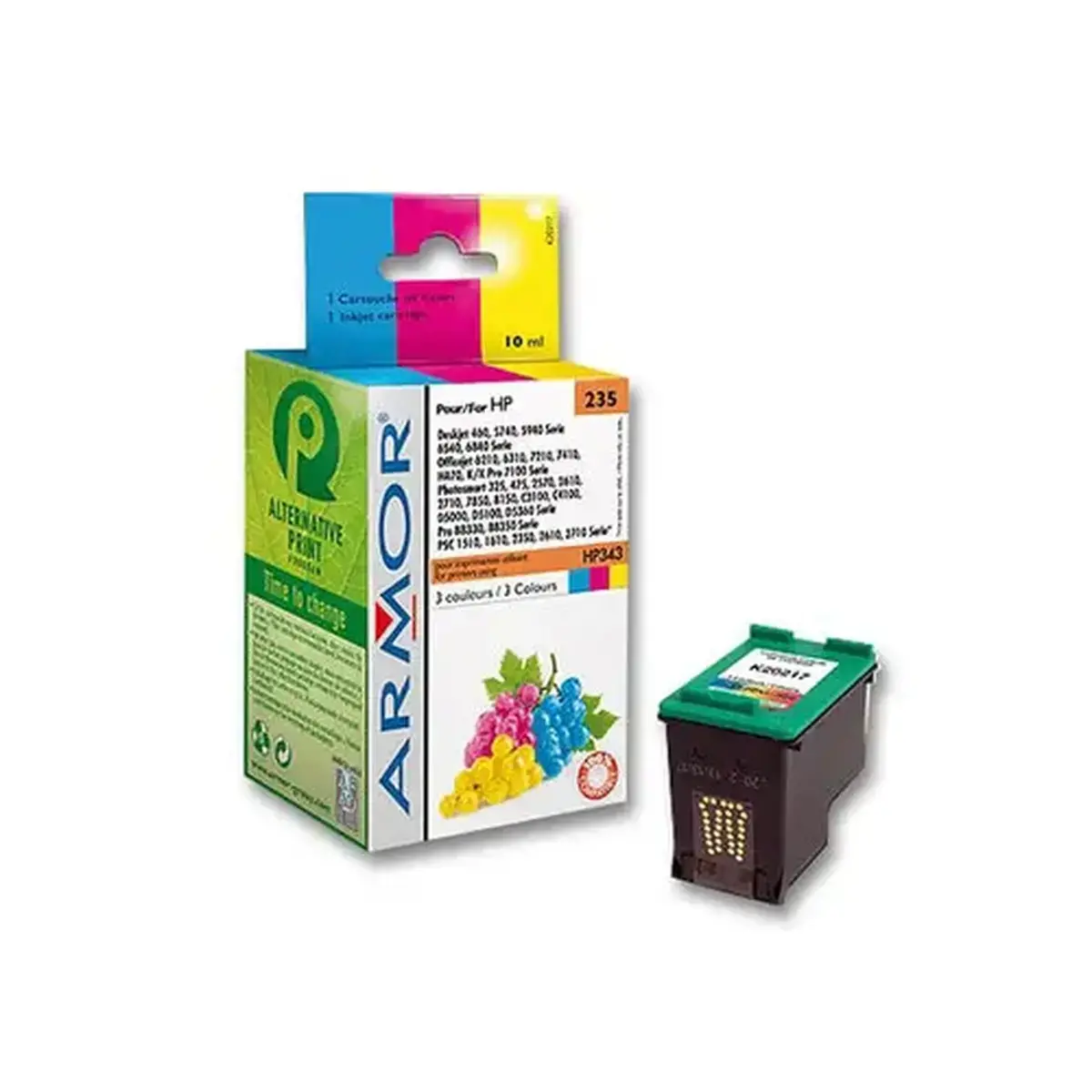 Inkjetcartridge ARMOR equivalent aan HP C8766A (Nr 343) - 3 kleuren