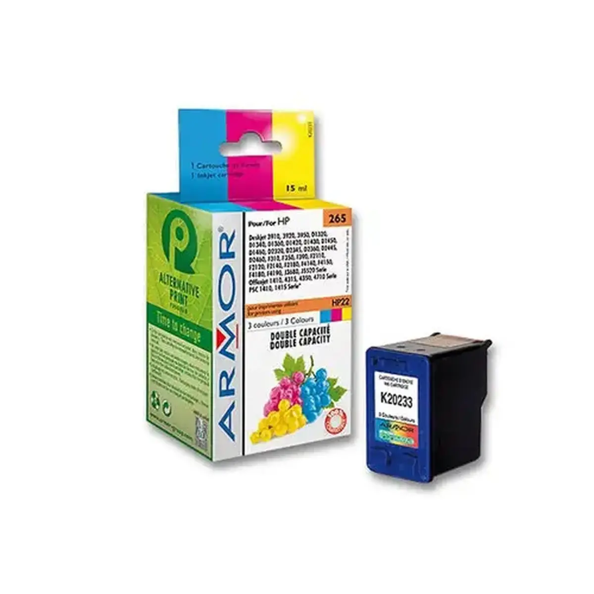 Inkjetcartridge ARMOR equivalent aan HP C9352AE (Nr 22) - 3 kleuren