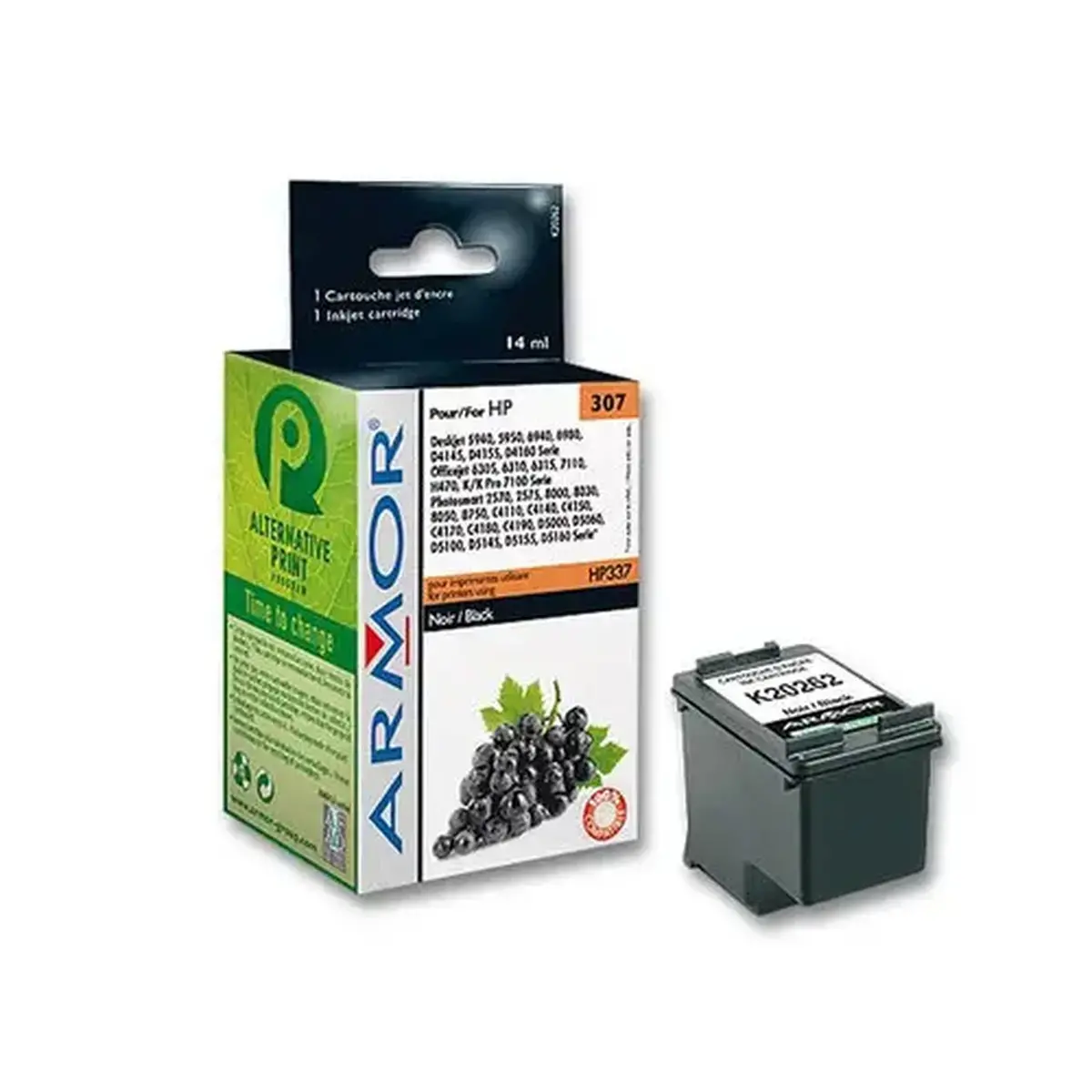 Inkjetcartridge ARMOR equivalent aan HP 337 - Zwart