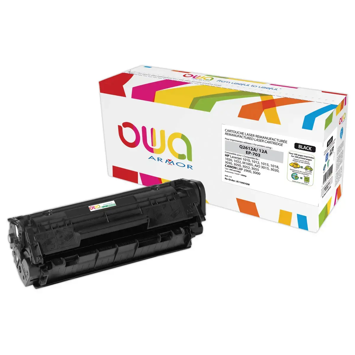 Lasercartridge ARMOR equiv. aan HP Q2612A - 12A Zwart 