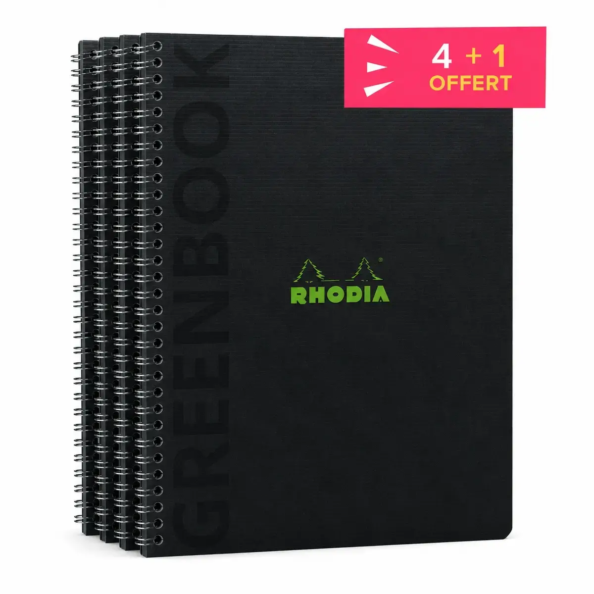 4 Schriften + 1 gratis - A5+ - 160 pagina's - 5x5 - Zwart - Rhodia