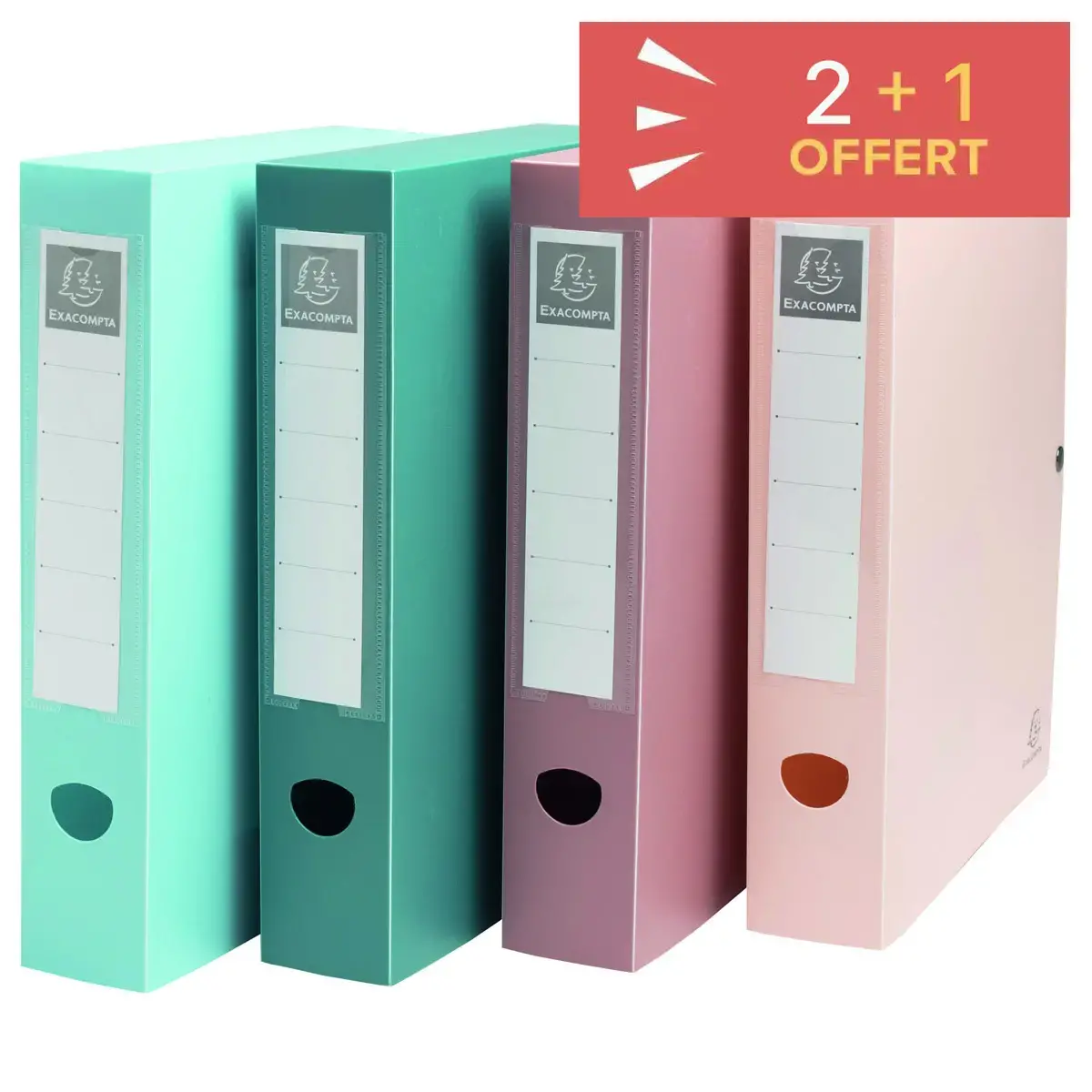 2 Opbergdozen Skandi + 1 gratis - rug 6 cm - willekeurige kleur - Exacompta 
