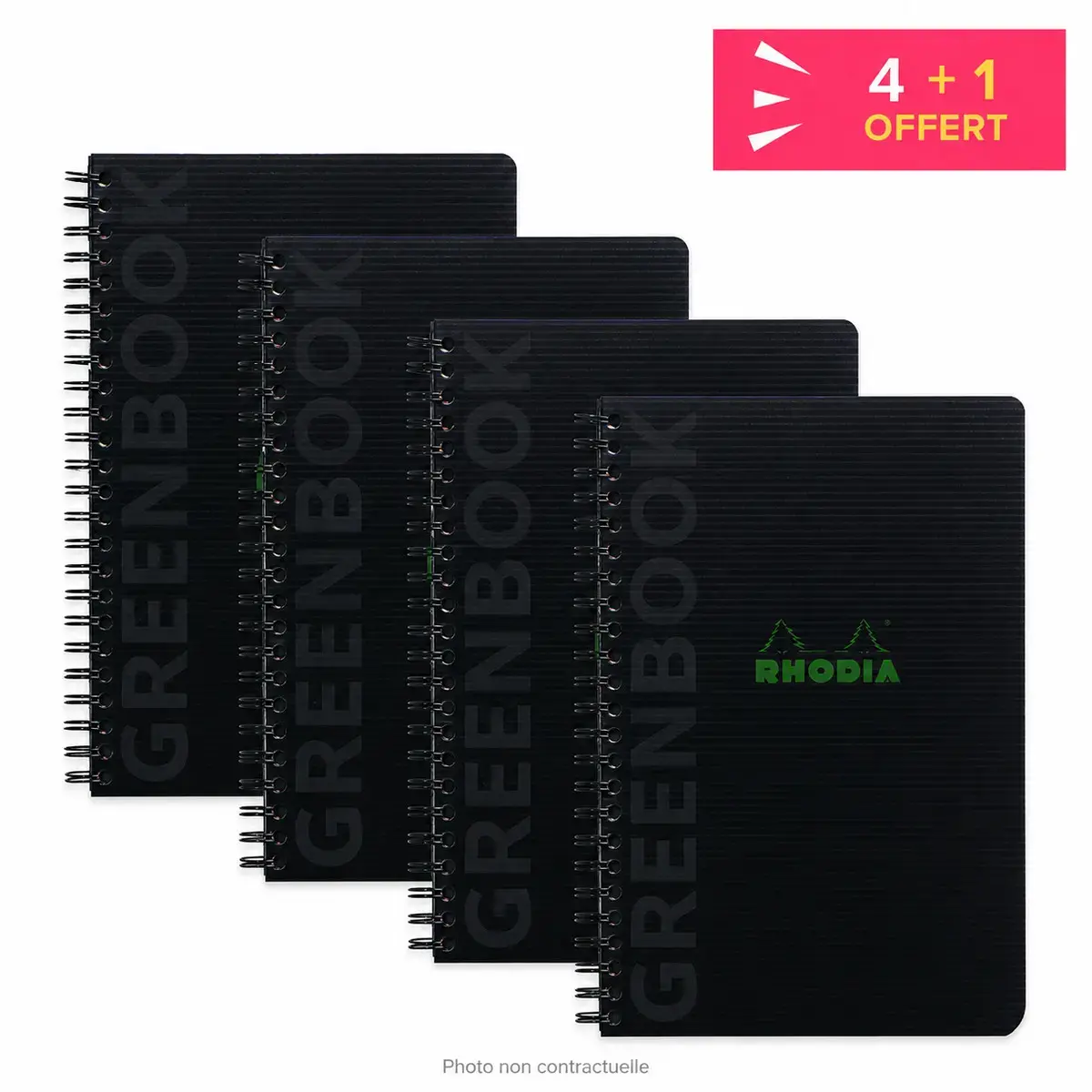 4 Rhodia-schriften van gerecycled polypropyleen + 1 gratis - 160 pagina's A5+ - Zwart - Rhodia 