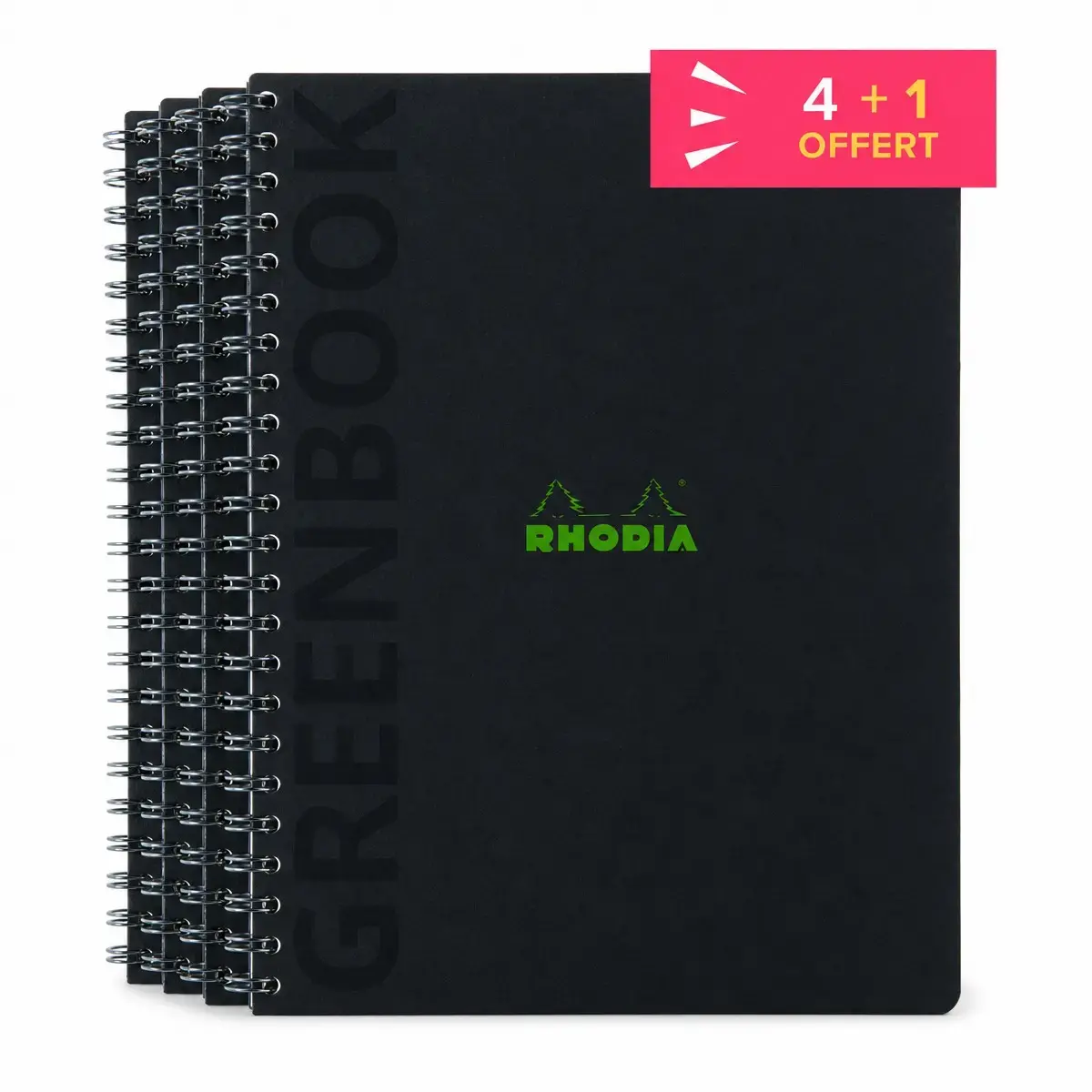 4 Greenbook harde kaften notitieboekjes + 1 gratis - A4+ - 5x5 - 160 pagina's - Rhodia 