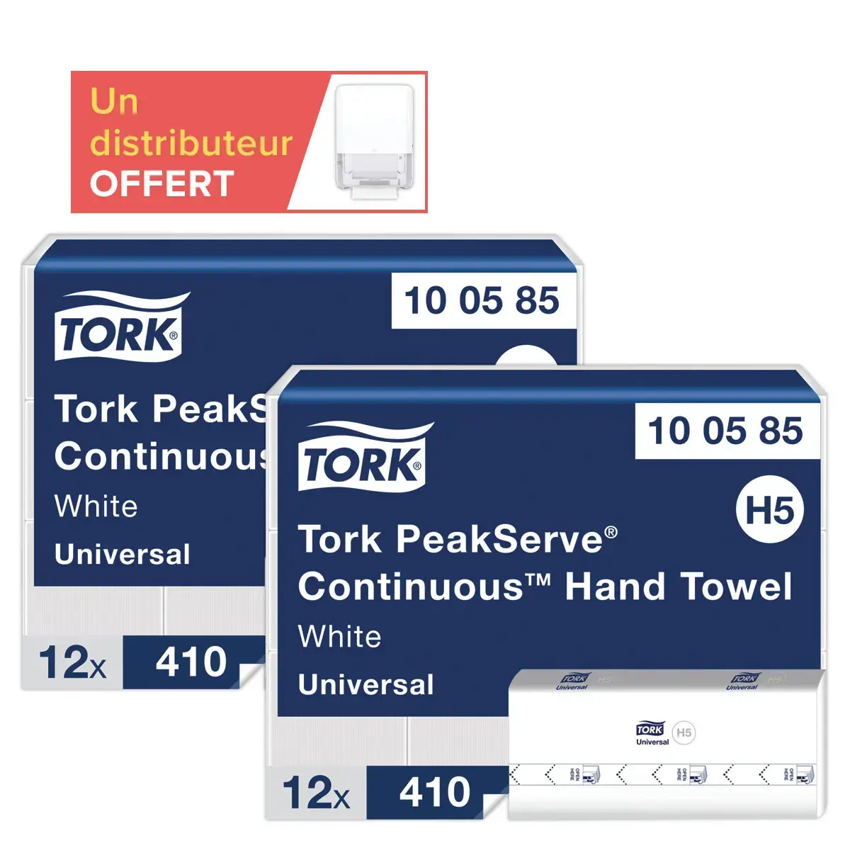 24 pakjes (2 kartons van 12) Tork PeakServe H5 + 1 Mini H5 dispenser gratis erbij 