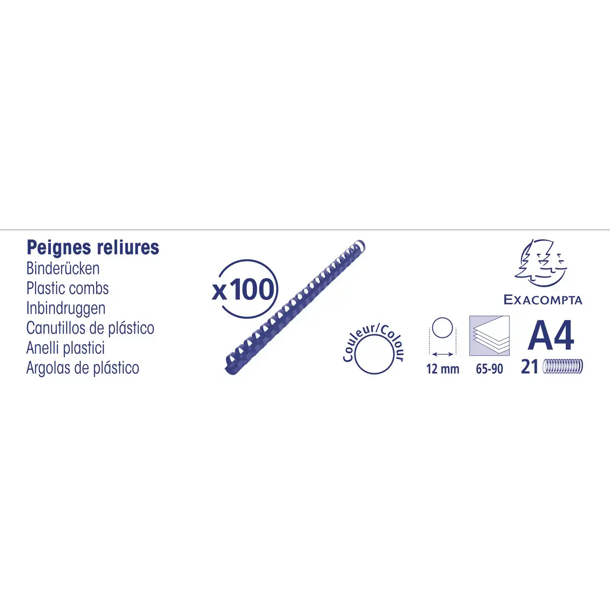 Doos100 plast.inbindruggen 12mm A4 zwart 