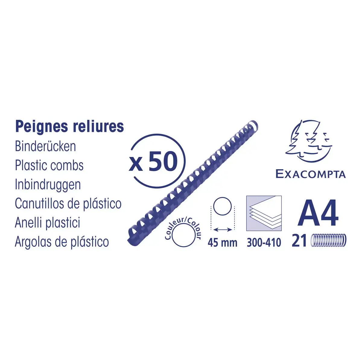 Doos 50 plast.inbindruggen 45mm A4 zwart