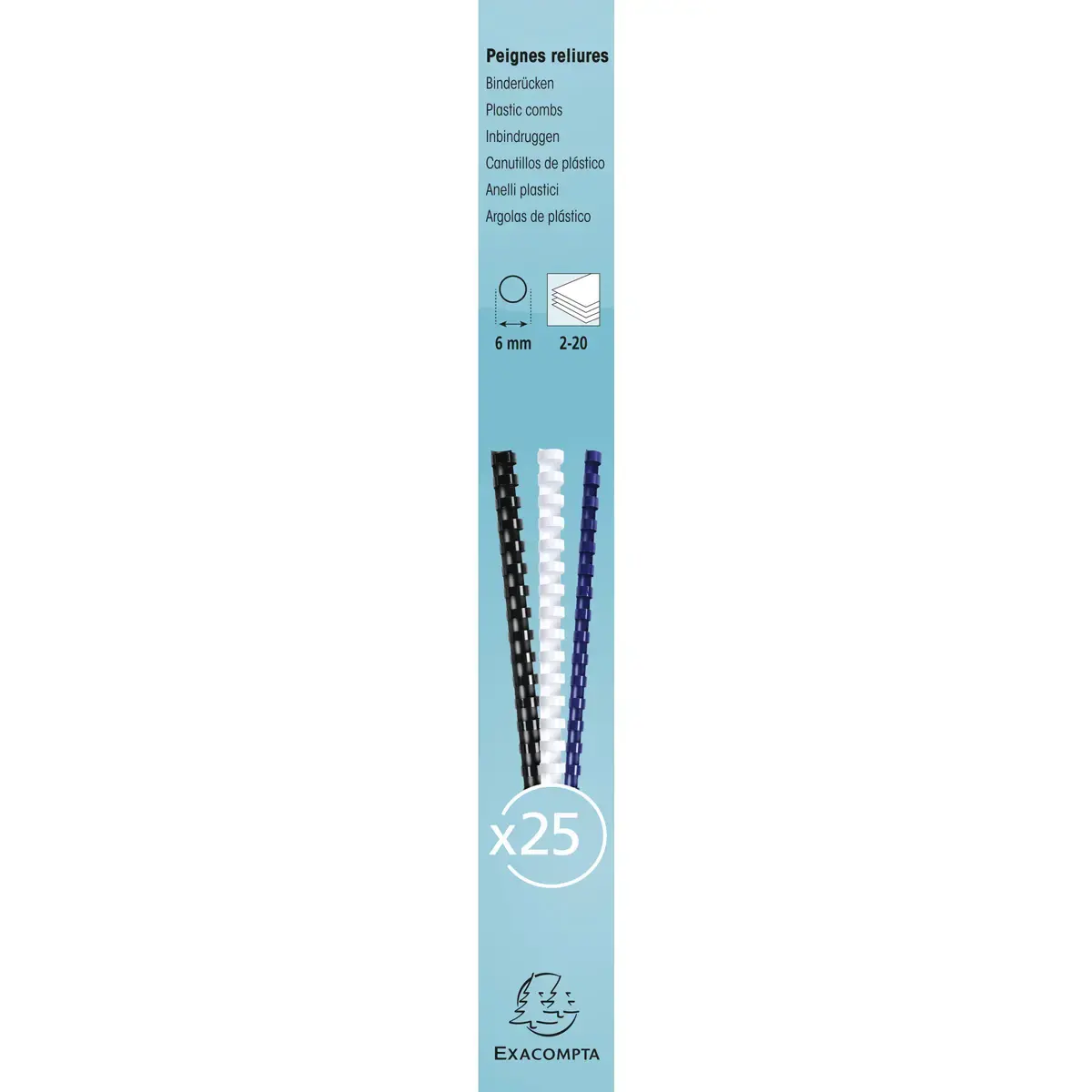 Doos 25 plast.inbindruggen 6mm A4 zwart