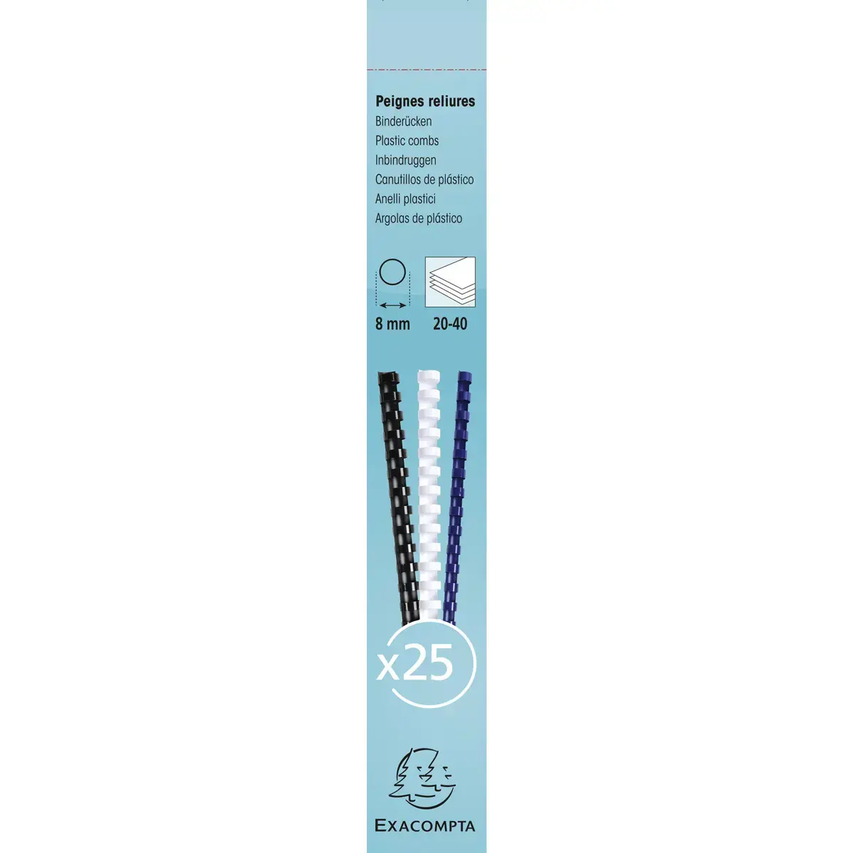 Doos 25 plast.inbindruggen 8mm A4 wit