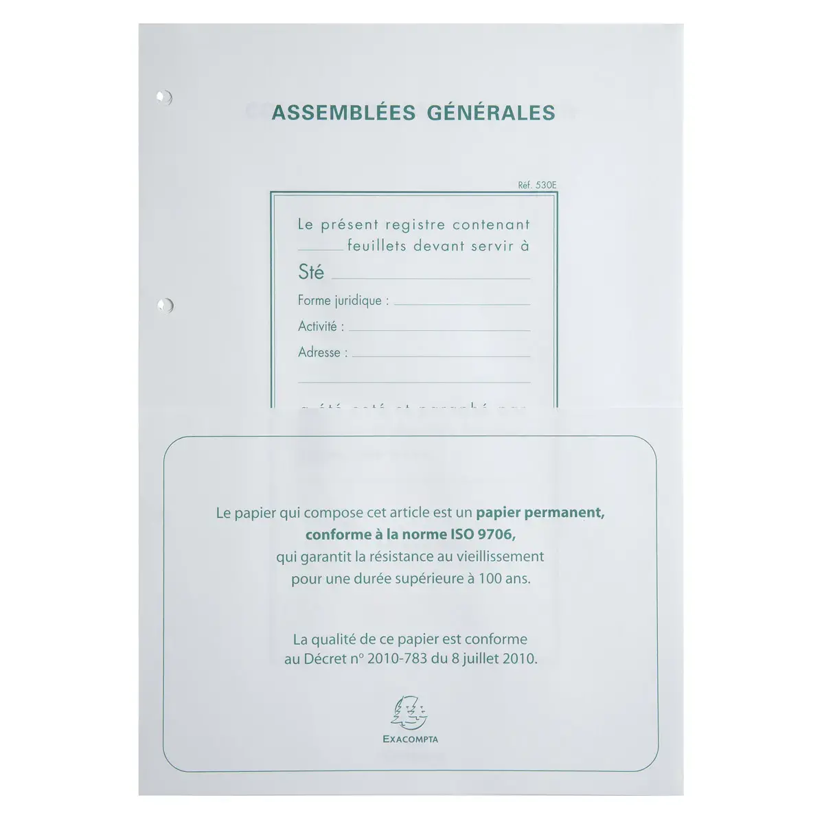 Navulling A4 voor registerbinders - 100 vellen met 4-gaats perforatie - Exacompta
