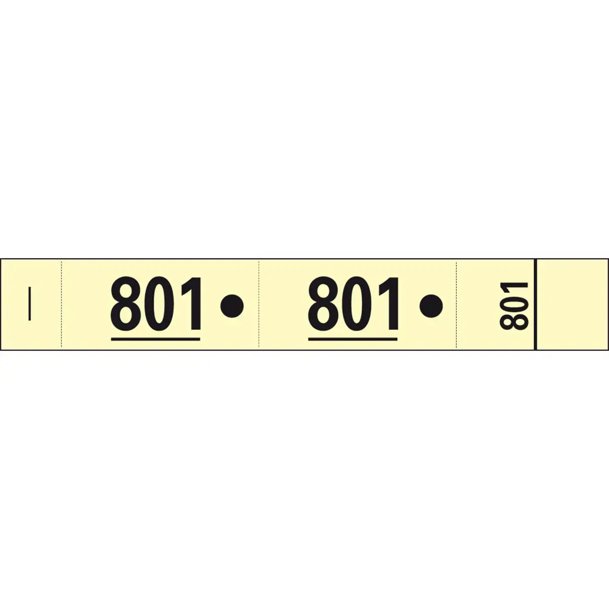 Boekje van 50 genummerde kleedhokjestickets met 3 delen (waarvan 2 delen met gaatjes) - Formaat 20 x 3 cm - Geel - Exacompta