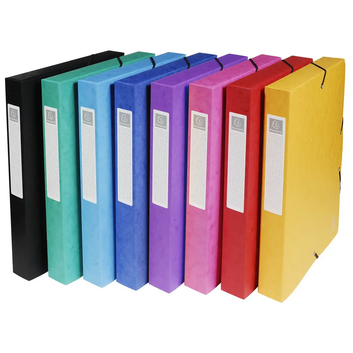 Opbergdoos Exabox Rug 40 mm Glanzend kaartpapier - A4 - Assortiment kleuren - Exacompta 