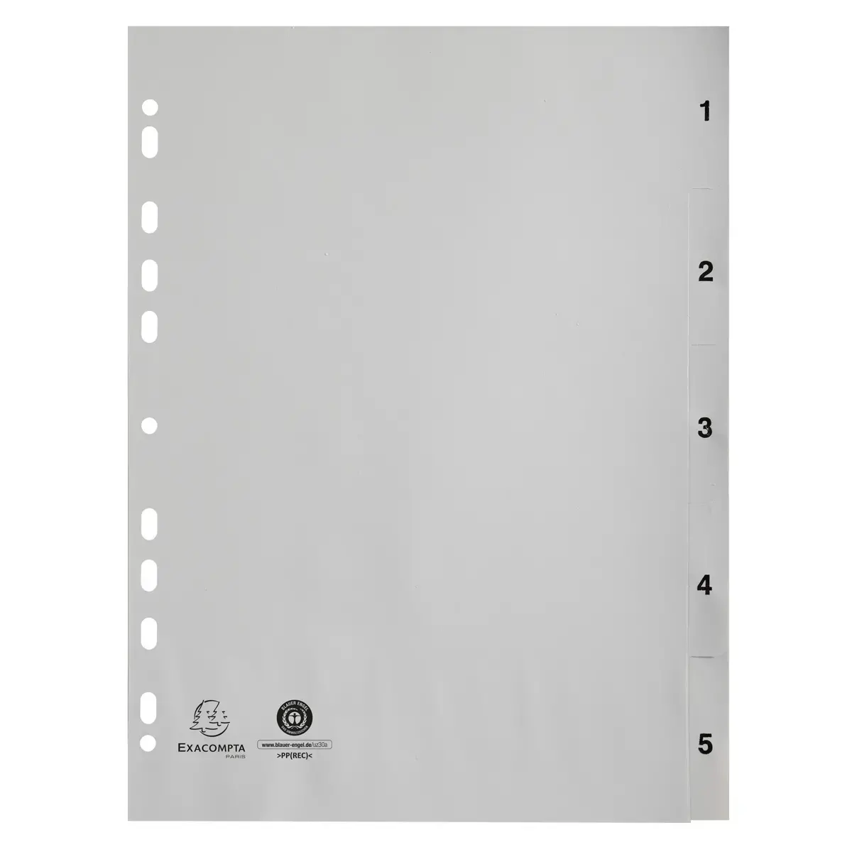 Witte digitale PP-tabbladen met 5 posities - A4 - Wit - Exacompta