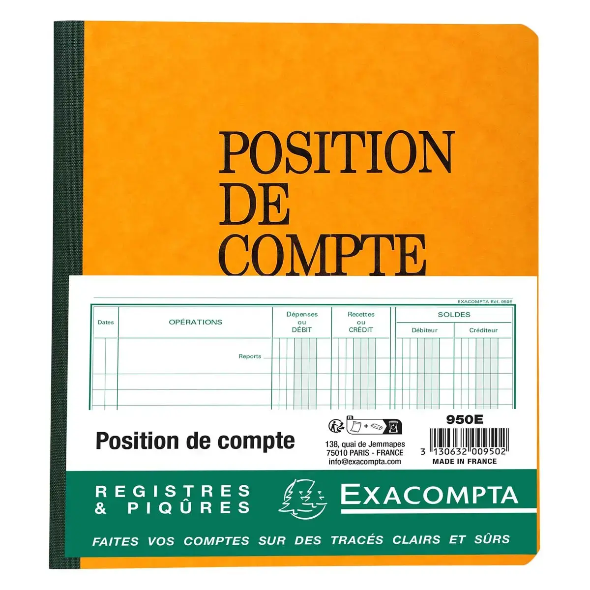 Gaatjespositie rekening 21 x 19 cm 80 pagina's - Exacompta 