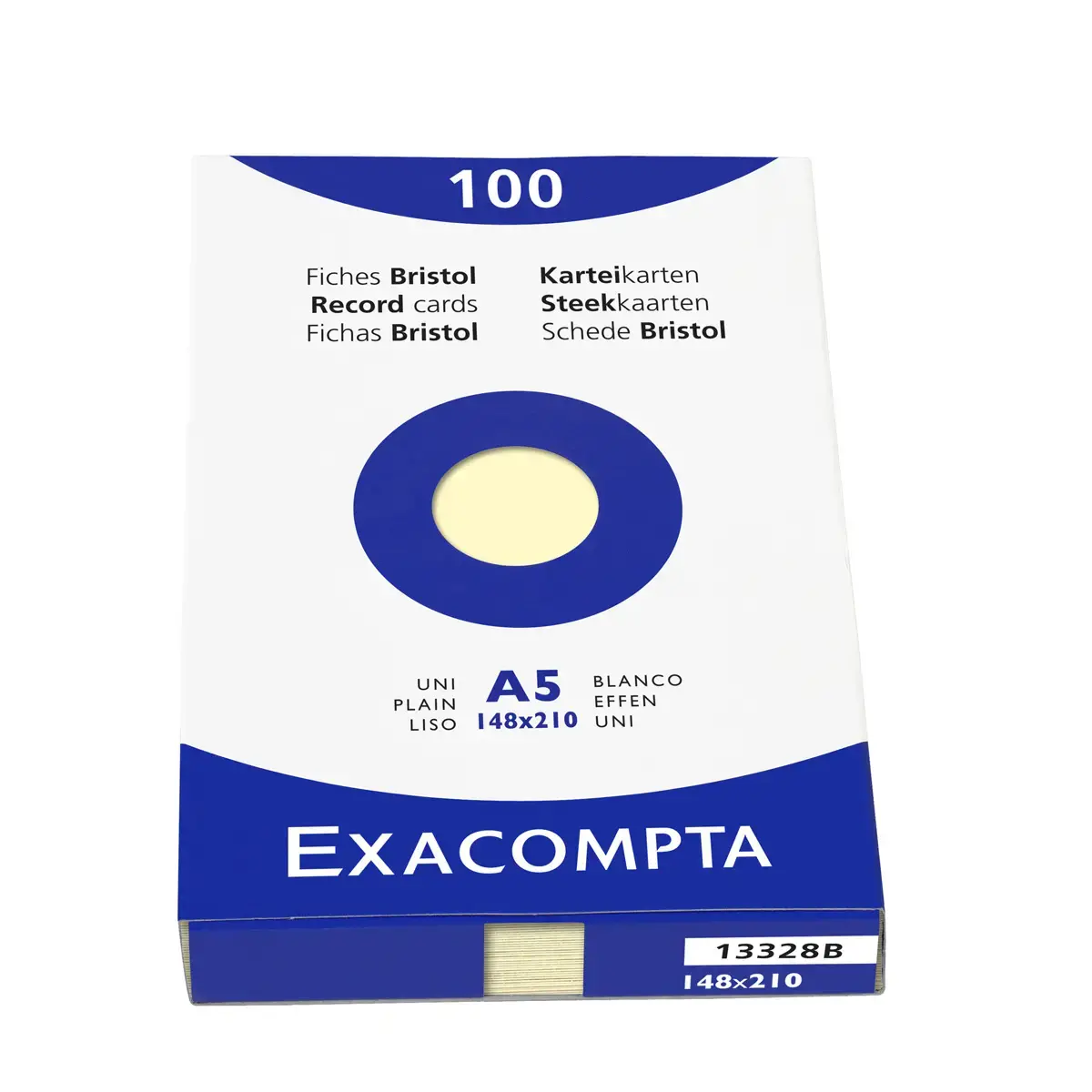 Doos van 100 kaartjes - effen bristol niet-geperforeerd 148 x 210 mm - Geel - Exacompta