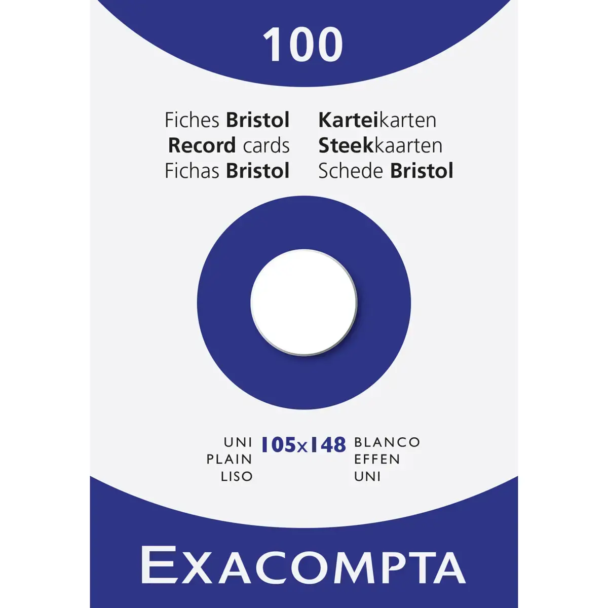 Etui van 100 kaartjes - effen niet-geperforeerd bristol 105 x 148 mm - Wit - Exacompta