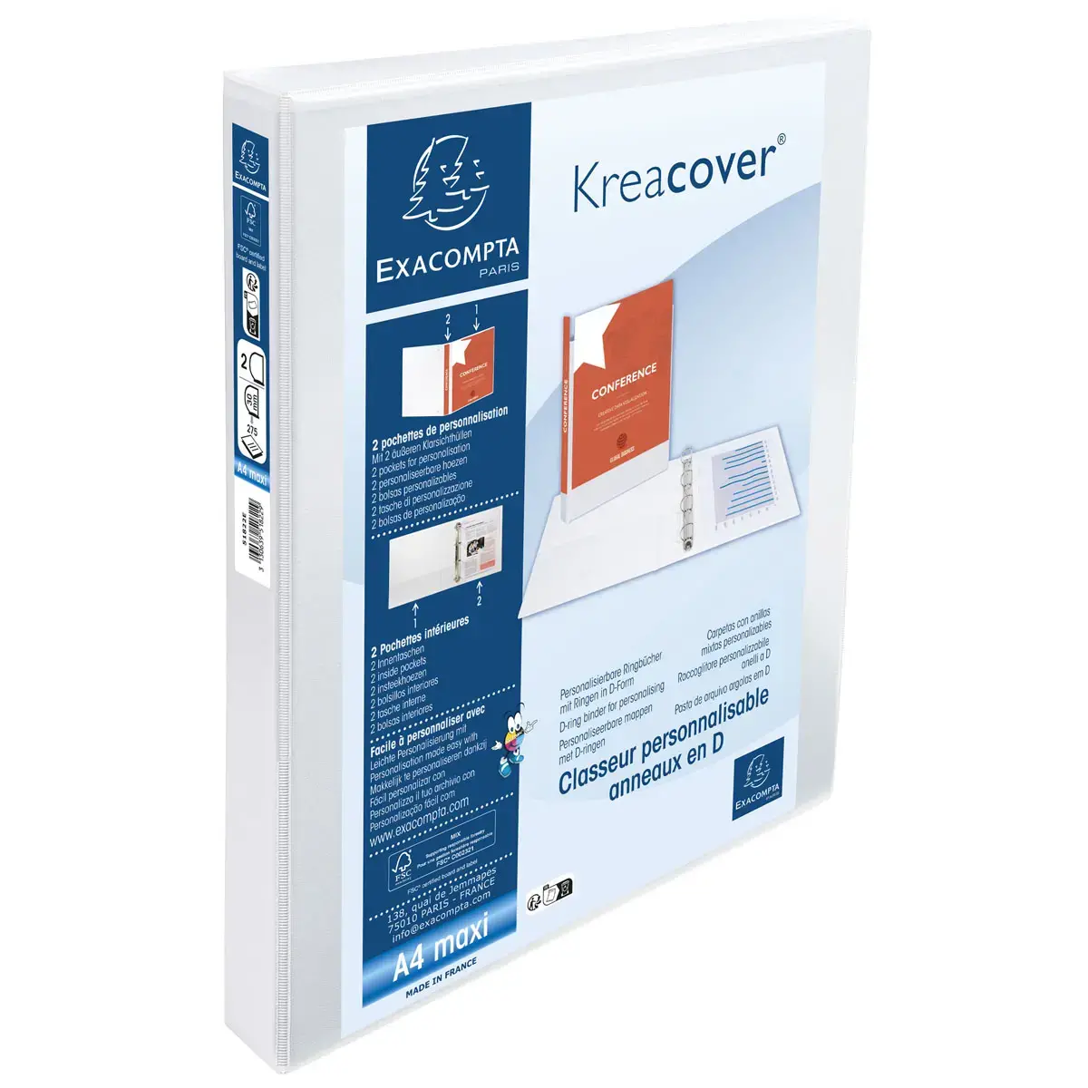 Ringmap PP Kreacover A4+ 2D-R 30mm wit