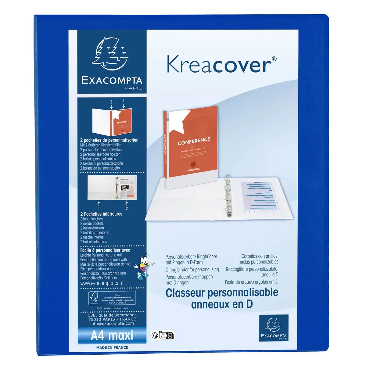 Ringmap PP Kreacover  A4+ 4D-R 25mm bl. 