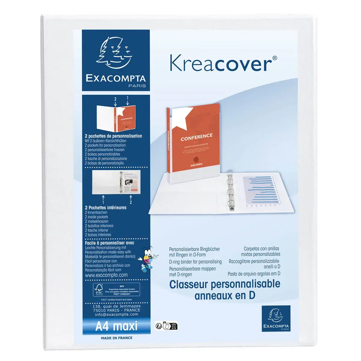 Ringmap PP Kreacover A4+ 2D-R 20mm wit 