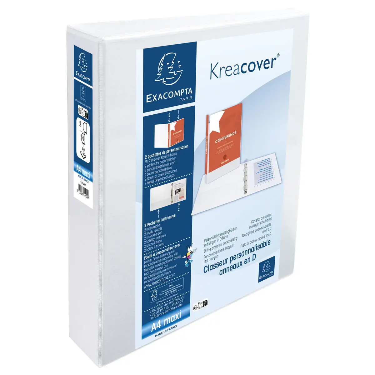 Ringmap PP Kreacover  A4+ 2D-R 50mm wit 