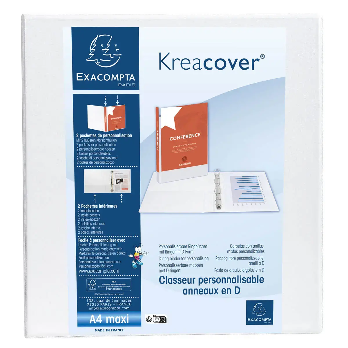 Ringmap PP Kreacover  A4+ 2D-R 60mm wit 