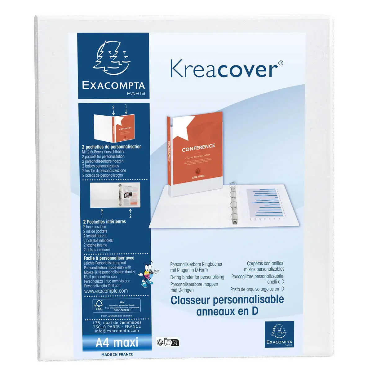 Ringmap PP Kreacover A4+ 2D-R 25mm wit