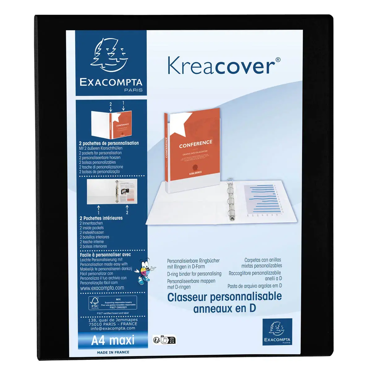 Ringmap PP Kreacover  A4+ 4D-R 30mm zw. 