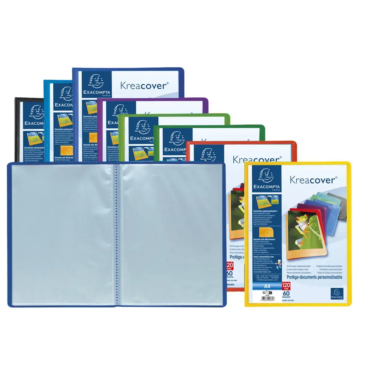 Semi-rigide polypropyleen documentbeschermers Kreacover® Opaque 120 pagina's - A4 - Assortiment kleuren - Exacompta