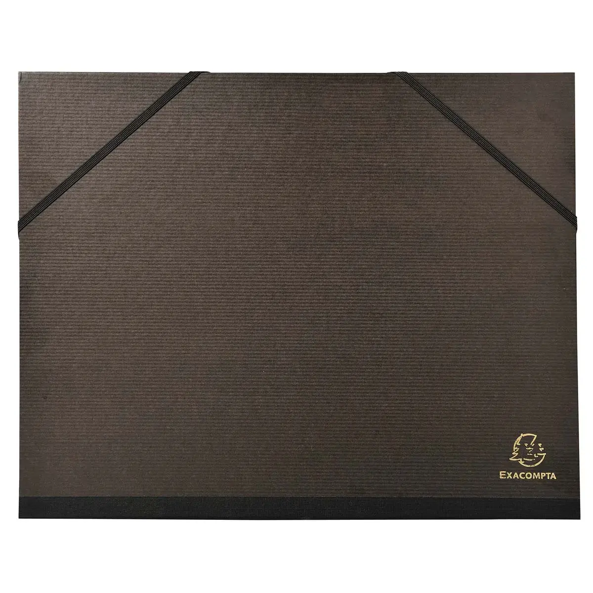 Kraft zwart gelakt tekenkarton met elastieken 26 x 33 cm - Voor formaten A4 en 24 x 32 cm - Zwart - Exacompta