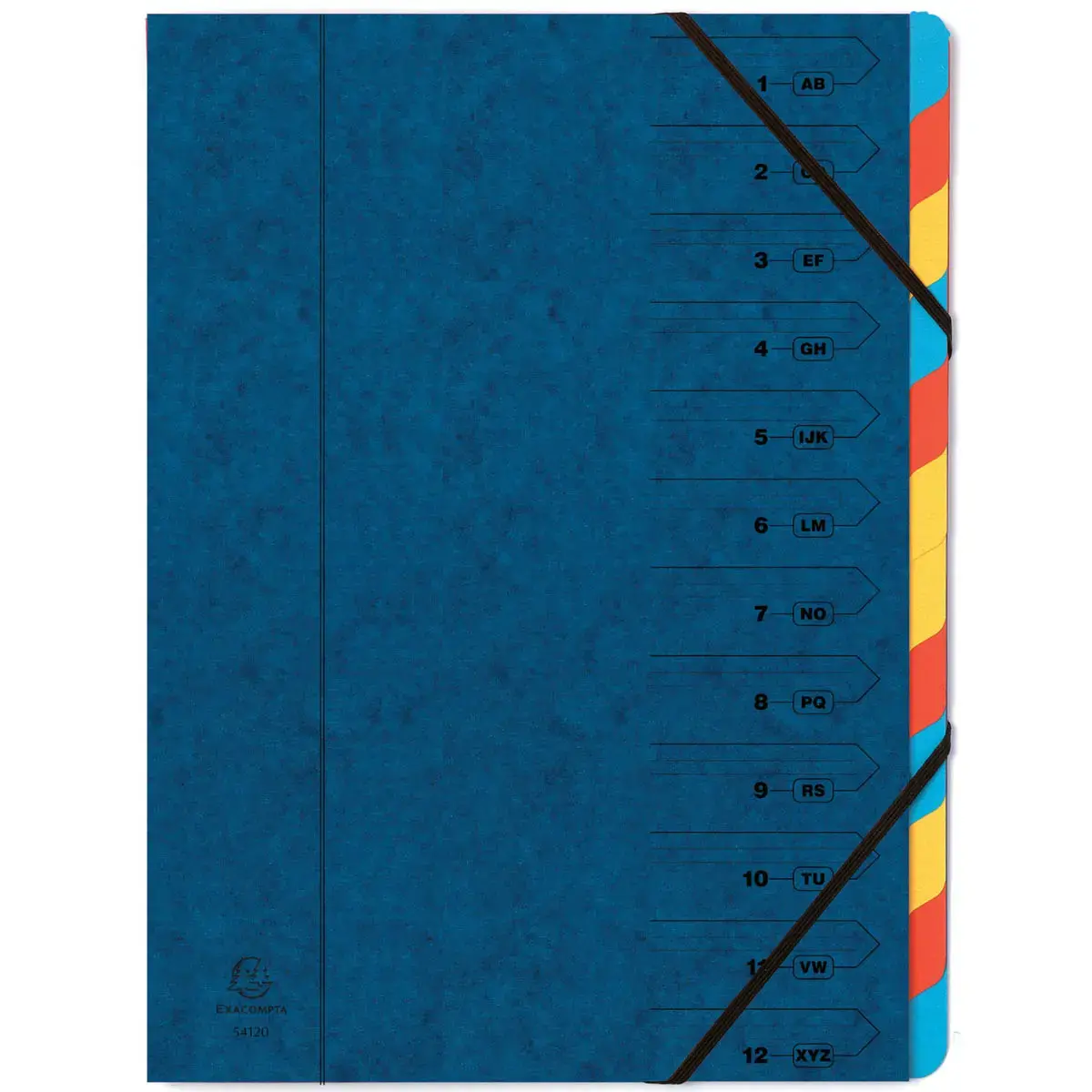 Sorteermap elastosluiting 12 vak blauw