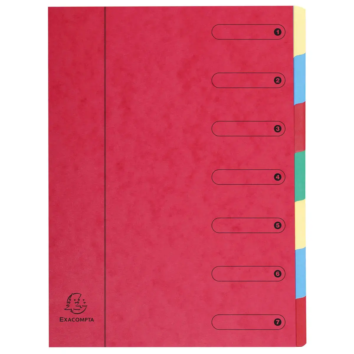 Uitschuifbare harmonicaordner zonder elastiek, met bedrukt venster, 7 vakken - A4 - Rood - Exacompta 