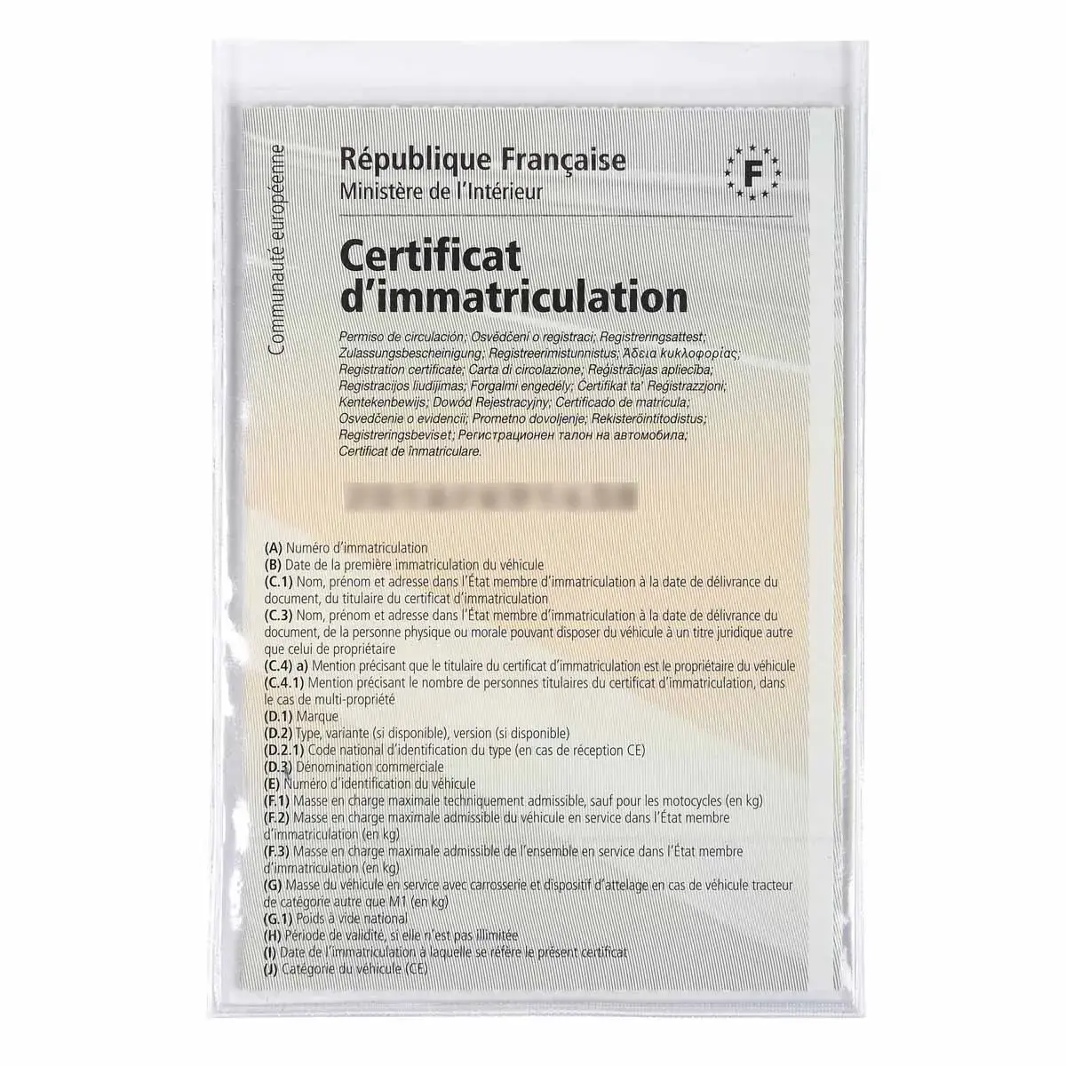 PVC Beschermhoes Auto Documenten