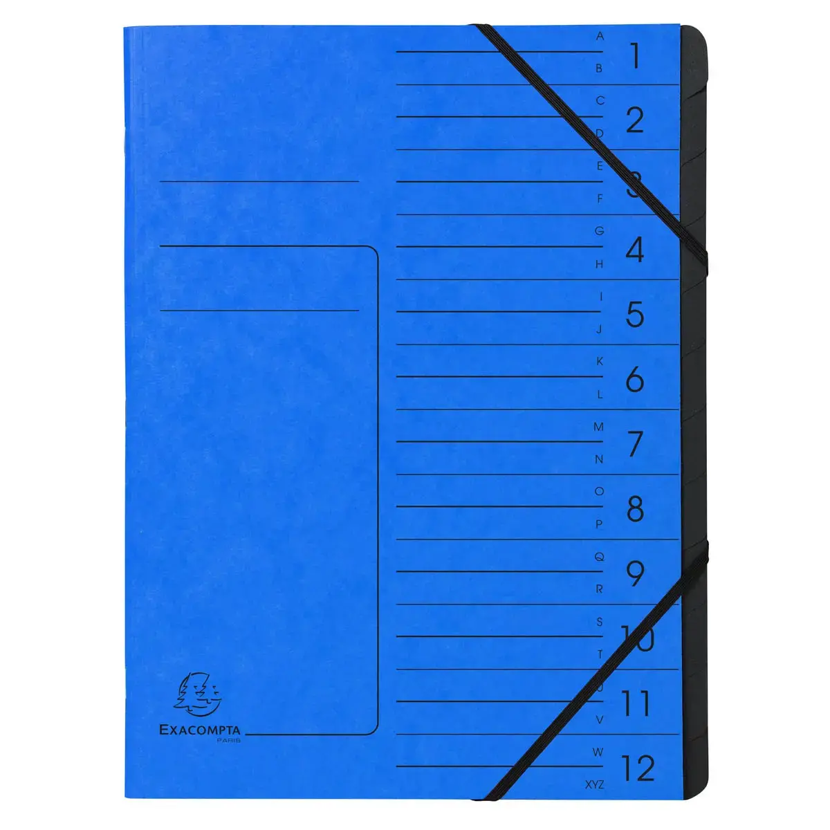 12-vaks steekmap met zwarte binnenkant - Blauw - Exacompta 