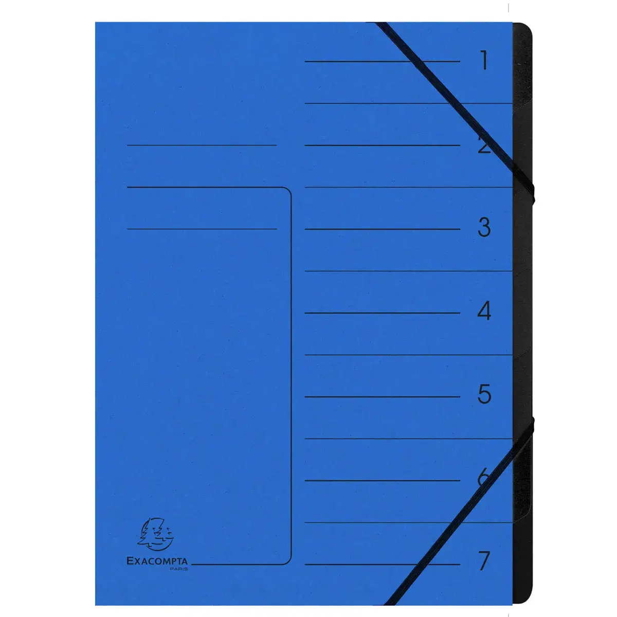 Geklamde sorteerder met 7 vakken, zwarte binnenkant - Blauw - Exacompta 
