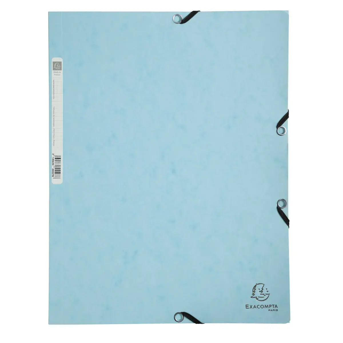 Elastische A4-overhemd met 3 kleppen in glanzend Aquarel-kaart - Blauw - Exacompta