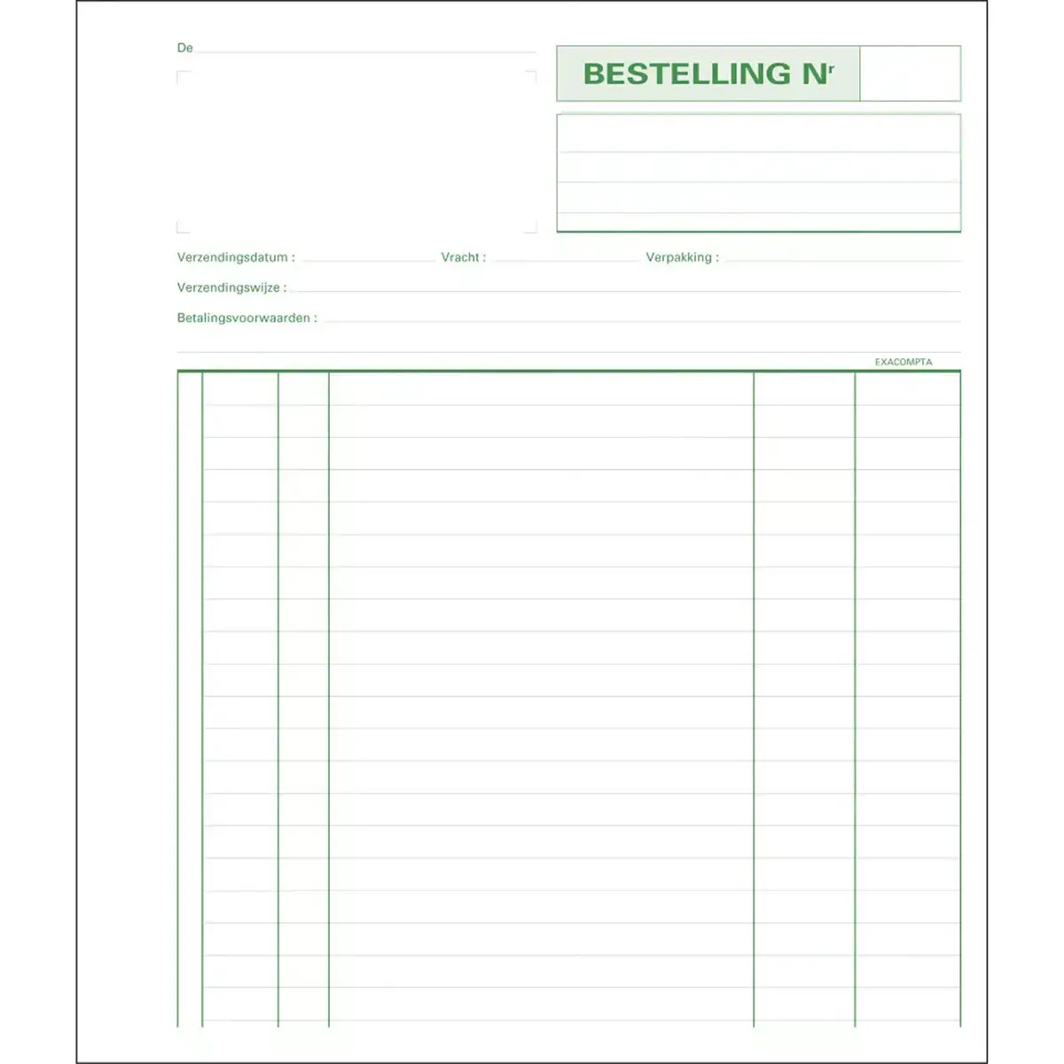 Manifold Zelfkopiërend bestellingenboek (Nederlandse tekst) - 21 x 18 cm - 50 vellen in drievoud - Exacompta