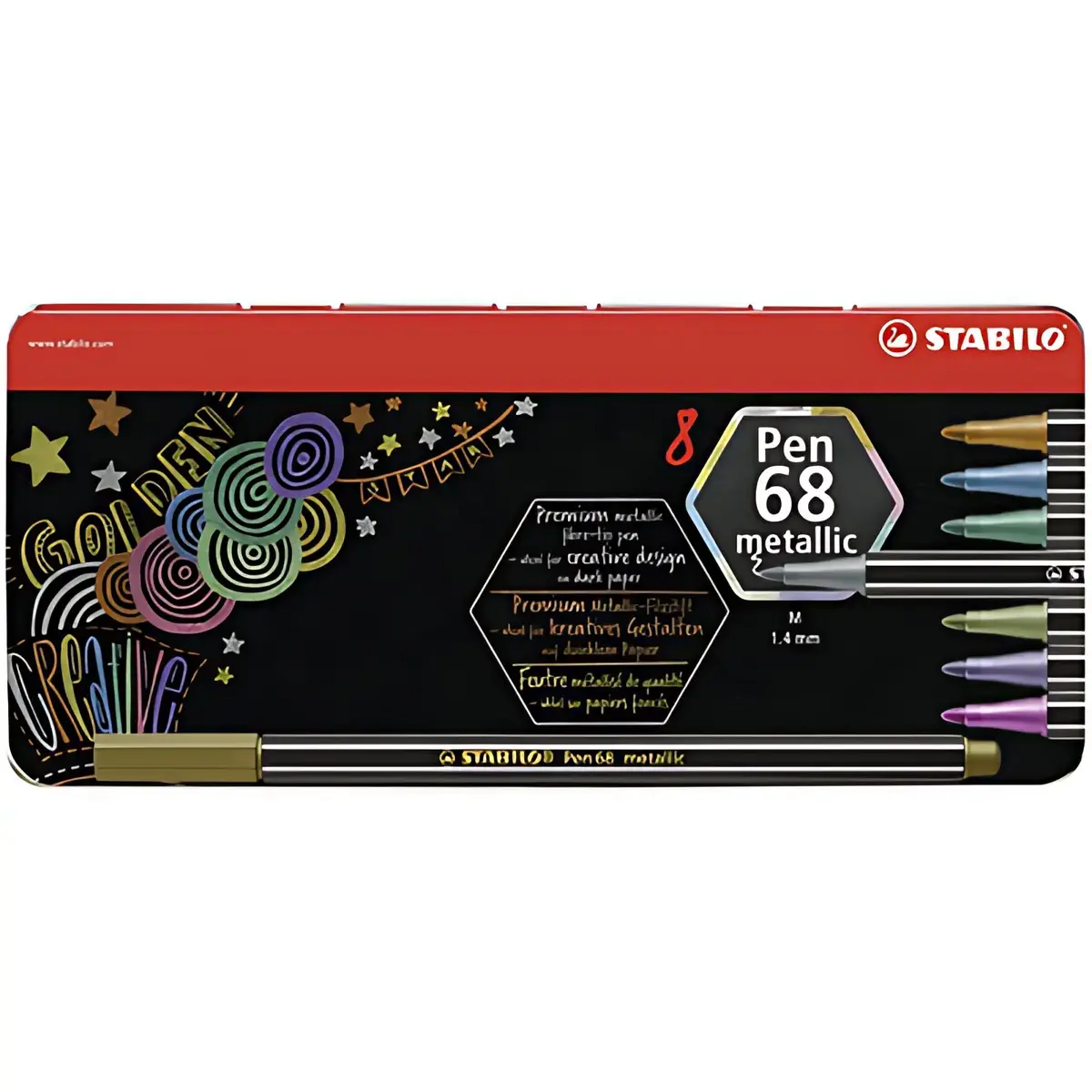 Feutre Pen 68 metallic - metalen etui van 8 - Stabilo