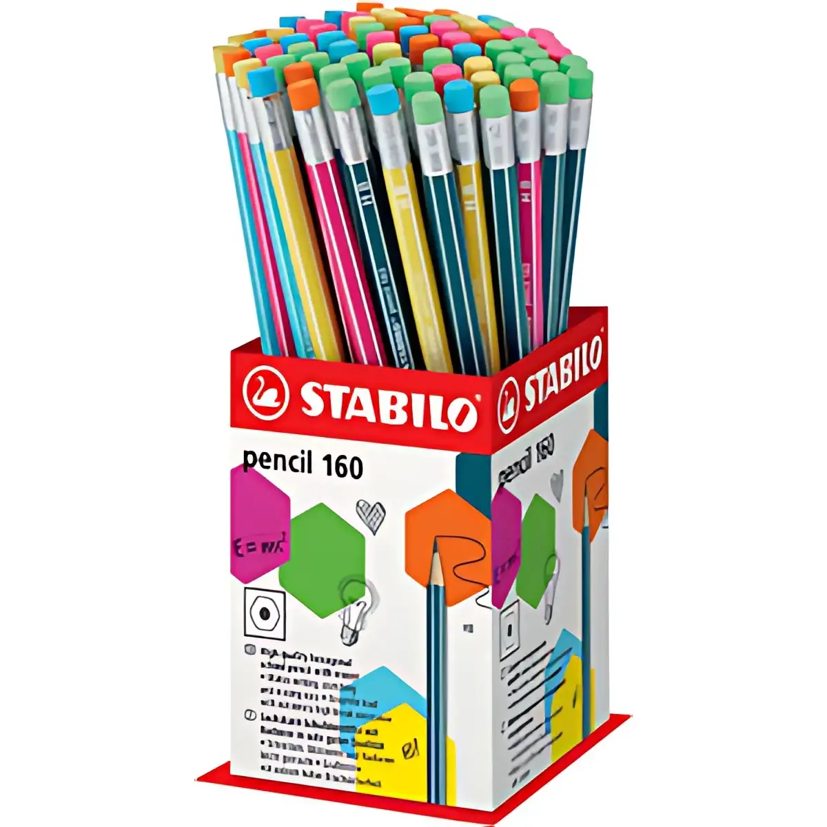 STABILO Grafietpotlood 160 met gum, display van 72 stuks