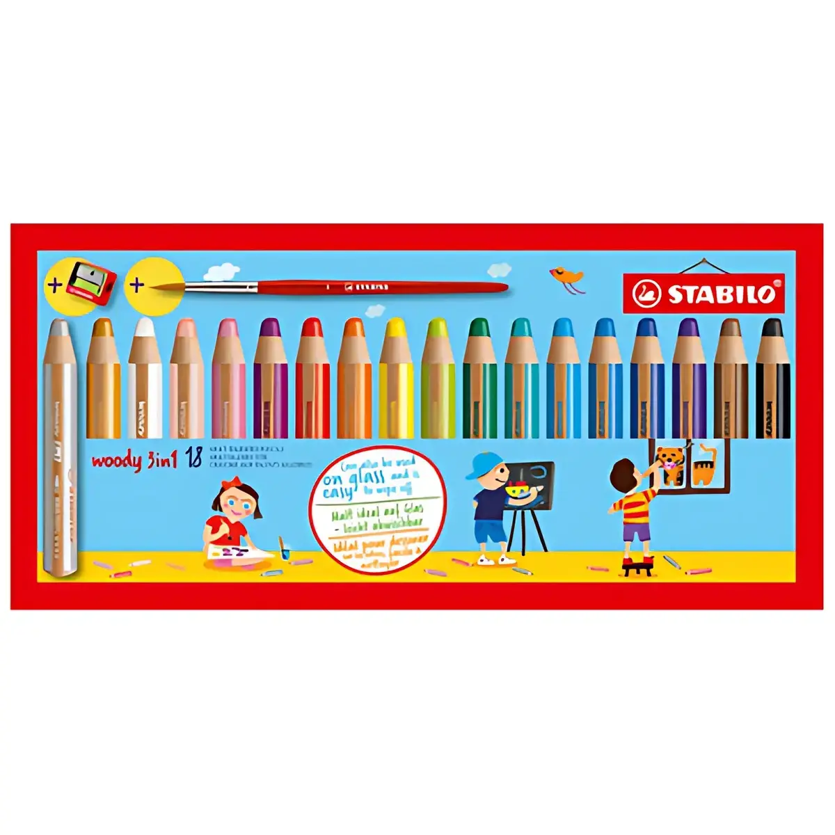 Multi-talent potlood woody 3-in-1 - kartonnen etui van 6 - Stabilo