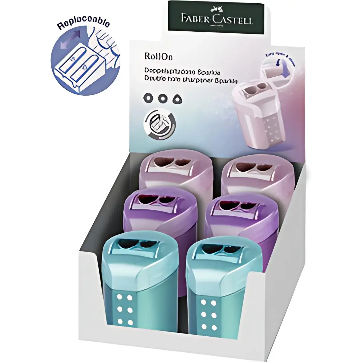 6 FABER-CASTELL Dubbele puntenslijper RollOn SPARKLE