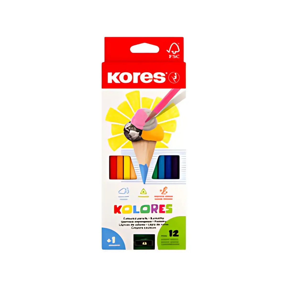 Kores Driekantige kleurpotlood 'Kolores', kartonnen etui 